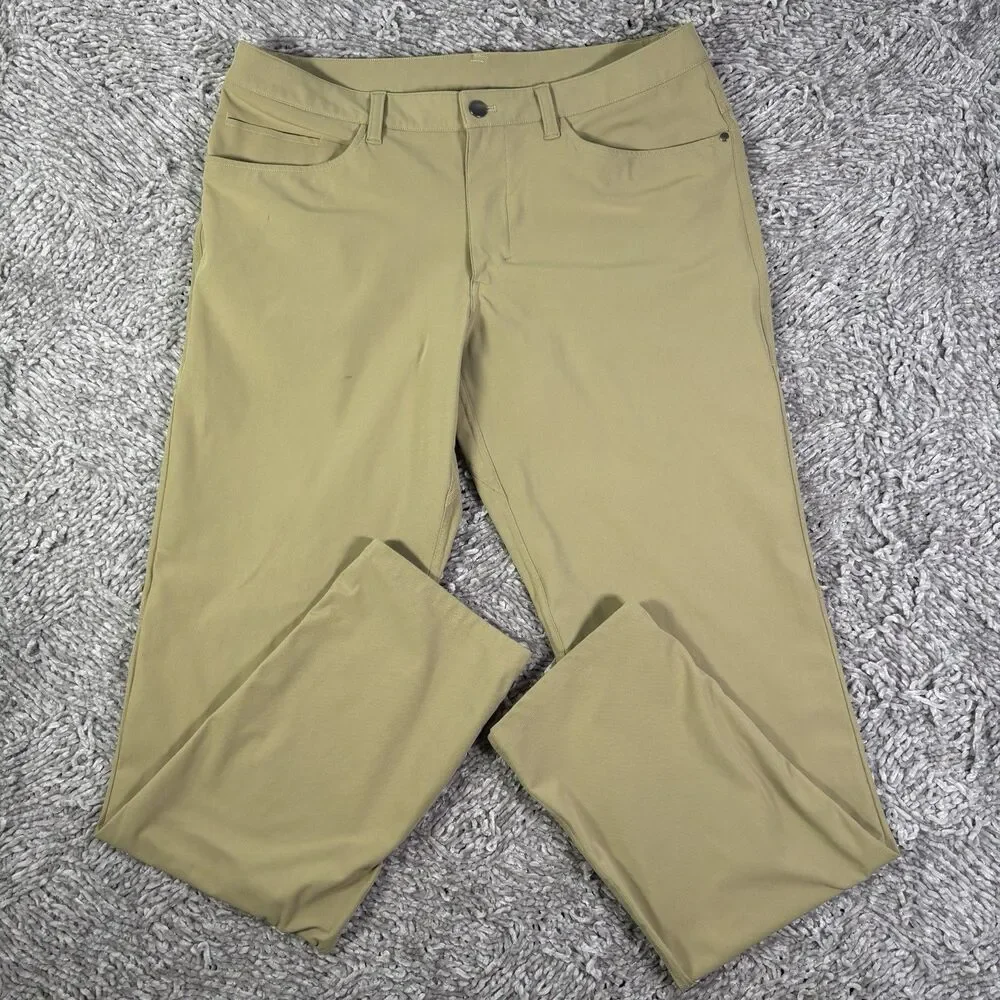 Lululemon ABC Pant Classic Mens 33 Beige Stretch Performance Business Golf Prep